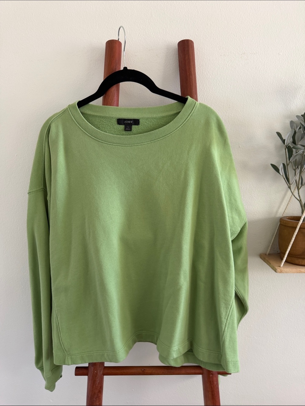 J.Crew oversized green crew sweater